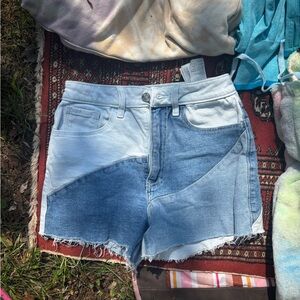 Hollister Blue Jean Shorts Distressed Raw Hem